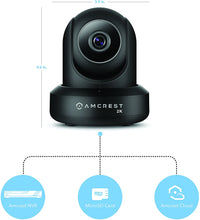 Load image into Gallery viewer, Amcrest UltraHD 2K (3MP\/2304TVL) WiFi Video Security IP Camera with Pan\/Tilt, Dual Band 5ghz\/2.4ghz, Two-Way Audio, 3-Megapixel @ 20FPS, Wide 90° Viewing Angle and Night Vision IP3M-941B (Black)
