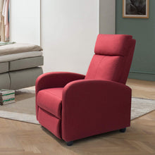 Load image into Gallery viewer, JUMMICO Fabric Recliner Chair Adjustable Home Theater Single Recliner Sofa Furniture with Thick Seat Cushion and Backrest Modern Living Room Recliners (Red)
