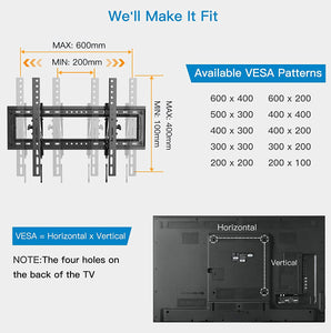 Advanced Full Tilt Extension TV Wall Mount Bracket for Most 50-90 Inch OLED LCD LED Curved Flat TVs-Extends for Max Tilting On Large TVs, fits 16-24 Inch Studs, Max 165 LBS VESA 600x400mm by Pipishell