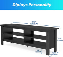Load image into Gallery viewer, FITUEYES Farmhouse Universal TV Stand for TV's up to 65" Flat Screen Living Room Storage Shelves Entertainment Center, 59 Inch, Black
