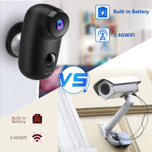Load image into Gallery viewer, Wireless Outdoor Security Camera, KAMTRON 1080P Home Security Rechargeable Battery Powered Camera 2.4G WiFi with Night Vision, Motion Detection and 2-Way Audio, IP65 Waterproof,Cloud Service, Black
