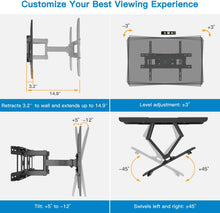 Load image into Gallery viewer, TV Wall Mount Bracket Full Motion Swivel Articulating Arms Tilt Rotation, Fit Most 26-55 Inch LED, LCD, OLED Flat Curved TVs, Extension to 24 inch Wood Stud Max VESA 400x400mm up to 99lbs by Pipishell
