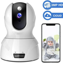Load image into Gallery viewer, Wireless Security Camera with Two-way Audio - KAMTRON 1080P HD WiFi Security Surveillance IP Camera Home Baby Monitor with Motion Detection Night Vision, Black
