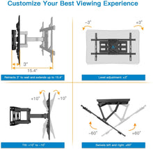 Load image into Gallery viewer, Full Motion TV Wall Mount Bracket Dual Articulating Arms Swivels Tilts Rotation for Most 37-70 Inch LED, LCD, OLED Flat Curved TVs, Holds up to 132lbs, Max VESA 600x400mm by Pipishell
