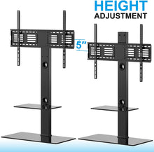 Load image into Gallery viewer, FITUEYES Universal Floor TV Stand with Swivel Mount for 50-80 Inch Flat or Curved Screens, Weight Up to 132 lbs with Tempered Glass Base TT208001MB
