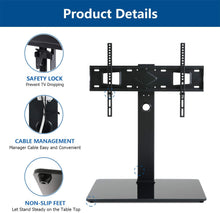 Load image into Gallery viewer, Rfiver Universal Swivel TV Stand Tabletop TV Stand Base for Most 40-80 inch TVs, Height Adjustable with Tempered Glass Base and Wire Management, VESA 600x400mm, Black
