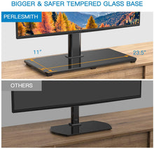 Load image into Gallery viewer, PERLESMITH Universal TV Stand Table Top TV Base for 37 to 70 inch LCD LED OLED 4K Flat Screen TVs - Height Adjustable TV Mount Stand with Tempered Glass Base, VESA 600x400mm, Holds up to 99lbs
