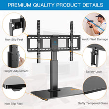 Load image into Gallery viewer, PERLESMITH Swivel TV Stand Universal Table Top TV Base for 32 to 65 inch LCD LED OLED 4K Flat Screen TVs - Height Adjustable TV Mount Stand with Tempered Glass Base, VESA 600x400mm
