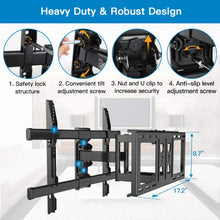 Load image into Gallery viewer, PERLESMITH TV Wall Mount Bracket Full Motion Dual Articulating Arm for Most 37-70 Inch LED, LCD, OLED, Flat Curved TVs up to 132lbs VESA 600×400 with Tilt, Swivel and Rotation - PSLFK1
