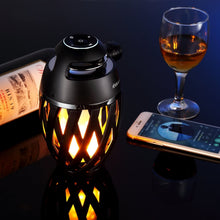 Load image into Gallery viewer, DIKAOU Led flame table lamp, Torch atmosphere Bluetooth speakers&amp;Outdoor Portable Stereo Speaker with HD Audio and Enhanced Bass,LED flickers warm yellow lights BT4.2 for iPhone\/iPad \/Android
