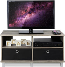 Load image into Gallery viewer, FURINNO Andrey Entertainment Center with Bin Drawers, French Oak Grey\/Black
