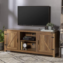 Load image into Gallery viewer, Walker Edison Furniture Company Farmhouse Barn Wood Universal Stand for TV's up to 64" Flat Screen Living Room Storage Cabinet Doors and Shelves Entertainment Center, 58 Inch, Grey Wash
