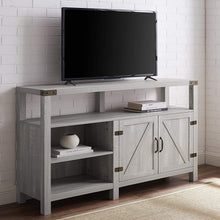 Load image into Gallery viewer, Walker Edison Furniture Company Farmhouse Barn Wood Universal Stand for TV's up to 64" Flat Screen Living Room Storage Cabinet Doors and Shelves Entertainment Center, 58 Inch, Grey Wash
