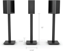 Load image into Gallery viewer, Atlantic Adjustable Speaker Stands 2-Pack Black - Steel Construction, Pedestal Style &amp; Wire Management for Bookshelf Speakers up to 20 lbs PN77335799
