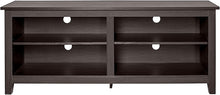 Load image into Gallery viewer, WE Furniture Minimal Farmhouse Wood Universal Stand for TV's up to 64" Flat Screen Living Room Storage Shelves Entertainment Center, 58 Inch, Espresso
