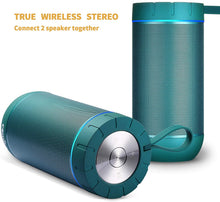 Load image into Gallery viewer, COMISO Waterproof Bluetooth Speakers Outdoor Wireless Portable Speaker with 20 Hours Playtime Superior Sound for Camping, Beach, Sports, Pool Party, Shower (Malachite Green)

