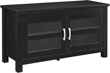 Load image into Gallery viewer, WE Furniture Modern Farmhouse Wood Corner Universal Stand for TV's up to 50" Flat Screen Living Room Storage Entertainment Center, Traditional Brown
