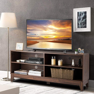 Tangkula Wooden TV Stand, Rustic Style Universal Stand for TV's up to 65" Flat Screen, Home Living Room Storage Console Entertainment Center, 58 Inch TV Stand (Walnut)