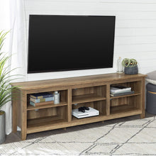 Load image into Gallery viewer, WE Furniture Minimal Farmhouse Wood Universal Stand for TV's up to 64" Flat Screen Living Room Storage Shelves Entertainment Center, 58 Inch, Espresso
