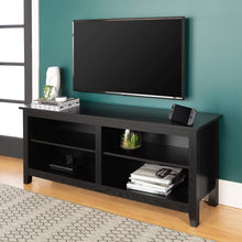 Load image into Gallery viewer, WE Furniture Minimal Farmhouse Wood Universal Stand for TV's up to 64" Flat Screen Living Room Storage Shelves Entertainment Center, 58 Inch, Espresso
