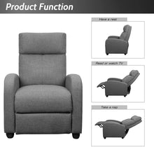 Load image into Gallery viewer, JUMMICO Fabric Recliner Chair Adjustable Home Theater Single Massage Recliner Sofa Furniture with Thick Seat Cushion and Backrest Modern Living Room Recliners (Grey)
