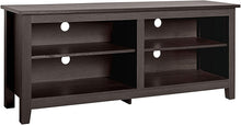 Load image into Gallery viewer, WE Furniture Minimal Farmhouse Wood Universal Stand for TV's up to 64" Flat Screen Living Room Storage Shelves Entertainment Center, 58 Inch, Espresso
