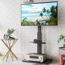 Load image into Gallery viewer, Rfiver Universal Swivel Floor TV Stand for Most 32"-65" LCD LED Flat\/Curved Screen TVs, TV and Media Shelf Height Adjustable, Sturdy Wood TV Mount Stand with Internal Cable Management, Black
