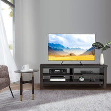 Load image into Gallery viewer, FITUEYES Farmhouse Universal TV Stand for TV's up to 65" Flat Screen Living Room Storage Shelves Entertainment Center, 59 Inch, Black
