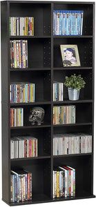 Atlantic Oskar Adjustable Media Cabinet - Holds 464 CDs, 228 DVDs or 276 Blu-rays, 12 Adjustable and 4 fixed shelves PN38435719 in Espresso