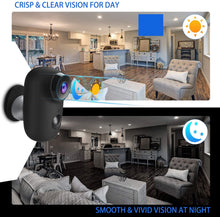 Load image into Gallery viewer, Wireless Outdoor Security Camera, KAMTRON 1080P Home Security Rechargeable Battery Powered Camera 2.4G WiFi with Night Vision, Motion Detection and 2-Way Audio, IP65 Waterproof,Cloud Service, Black

