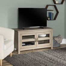 Load image into Gallery viewer, WE Furniture Modern Farmhouse Wood Corner Universal Stand for TV's up to 50" Flat Screen Living Room Storage Entertainment Center, Traditional Brown

