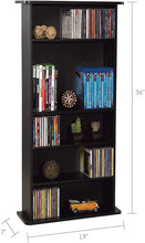 Load image into Gallery viewer, Atlantic Drawbridge Media Storage Cabinet - Store &amp; Organize A Mix of Media 240Cds, 108DVDs Or 132 Blue-Ray\/Video Games, Adjustable Shelves, PN37935726 in Black
