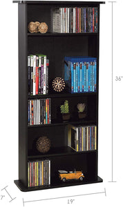 Atlantic Drawbridge Media Storage Cabinet - Store & Organize A Mix of Media 240Cds, 108DVDs Or 132 Blue-Ray\/Video Games, Adjustable Shelves, PN37935726 in Black