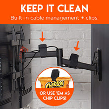 Load image into Gallery viewer, ECHOGEAR Full Motion TV Wall Mount for TVs Up to 58" - Smooth Extention, Swivel, Tilt - Wall Template for Easy Install On 1 Stud - After Install Level &amp; Hide Cables with Built-in Cable Management

