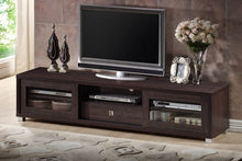 Load image into Gallery viewer, Baxton Studio Wholesale Interiors Beasley TV Cabinet with 2 Sliding Doors and Drawer, 70", Dark Brown
