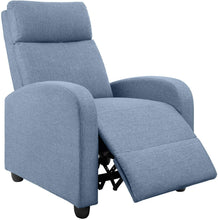 Load image into Gallery viewer, JUMMICO Fabric Recliner Chair Adjustable Home Theater Single Massage Recliner Sofa Furniture with Thick Seat Cushion and Backrest Modern Living Room Recliners (Light-Blue)
