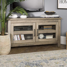 Load image into Gallery viewer, WE Furniture Modern Farmhouse Wood Corner Universal Stand for TV's up to 50" Flat Screen Living Room Storage Entertainment Center, Traditional Brown

