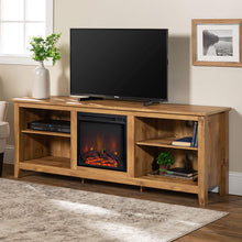Load image into Gallery viewer, WE Furniture Minimal Farmhouse Wood Universal Stand for TV's up to 64" Flat Screen Living Room Storage Shelves Entertainment Center, 58 Inch, Espresso
