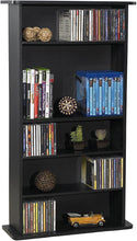 Load image into Gallery viewer, Atlantic Drawbridge Media Storage Cabinet - Store &amp; Organize A Mix of Media 240Cds, 108DVDs Or 132 Blue-Ray\/Video Games, Adjustable Shelves, PN37935726 in Black
