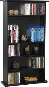 Atlantic Drawbridge Media Storage Cabinet - Store & Organize A Mix of Media 240Cds, 108DVDs Or 132 Blue-Ray\/Video Games, Adjustable Shelves, PN37935726 in Black