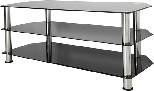 AVF SDC1140-A TV Stand for Up to (not all) 55-Inch TVs, Black Glass, Chrome Legs