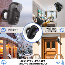 Load image into Gallery viewer, Wireless Outdoor Security Camera, KAMTRON 1080P Home Security Rechargeable Battery Powered Camera 2.4G WiFi with Night Vision, Motion Detection and 2-Way Audio, IP65 Waterproof,Cloud Service, Black
