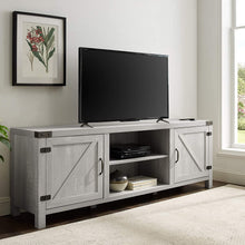 Load image into Gallery viewer, Walker Edison Furniture Company Farmhouse Barn Wood Universal Stand for TV's up to 64" Flat Screen Living Room Storage Cabinet Doors and Shelves Entertainment Center, 58 Inch, Grey Wash
