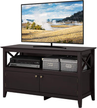 Load image into Gallery viewer, YAHEETECH X Shape Wooden TV Stand Base Console Storage Cabinet Home Media Entertainment Center with 2 Doors Living Room Furniture
