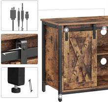 Load image into Gallery viewer, VASAGLE TV Stand with Adjustable Storage Shelves, Entertainment Center for 50 inch TV, TV Console with Sliding Barn Doors, TV Cabinet, Industrial Design, Rustic Brown ULTV45BX

