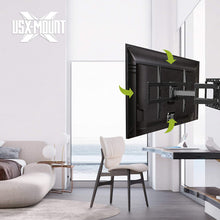 Load image into Gallery viewer, USX MOUNT Full Motion TV Wall Mount for Most 47-84 inch Flat Screen/LED/4K TVs, TV Mount Bracket Dual Swivel Articulating Tilt 6 Arms, Max VESA 600x400mm, Holds up to 132lbs, Arms Up to 16&quot; Wood Stud
