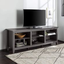 Load image into Gallery viewer, WE Furniture Minimal Farmhouse Wood Universal Stand for TV's up to 64" Flat Screen Living Room Storage Shelves Entertainment Center, 58 Inch, Espresso

