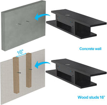 Load image into Gallery viewer, FITUEYES Wall Mounted Media Console,Floating TV Stand Component Shelf,Black Grain,DS211801WB
