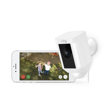 Load image into Gallery viewer, Ring Spotlight Cam Wired: Plugged-in HD security camera with built-in spotlights, two-way talk and a siren alarm, White, Works with Alexa
