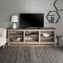 Load image into Gallery viewer, WE Furniture Minimal Farmhouse Wood Universal Stand for TV's up to 64" Flat Screen Living Room Storage Shelves Entertainment Center, 58 Inch, Espresso
